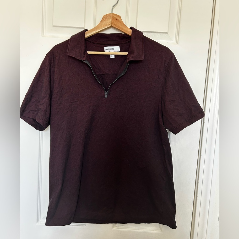 Maroon Calibrate Zip Up Polo